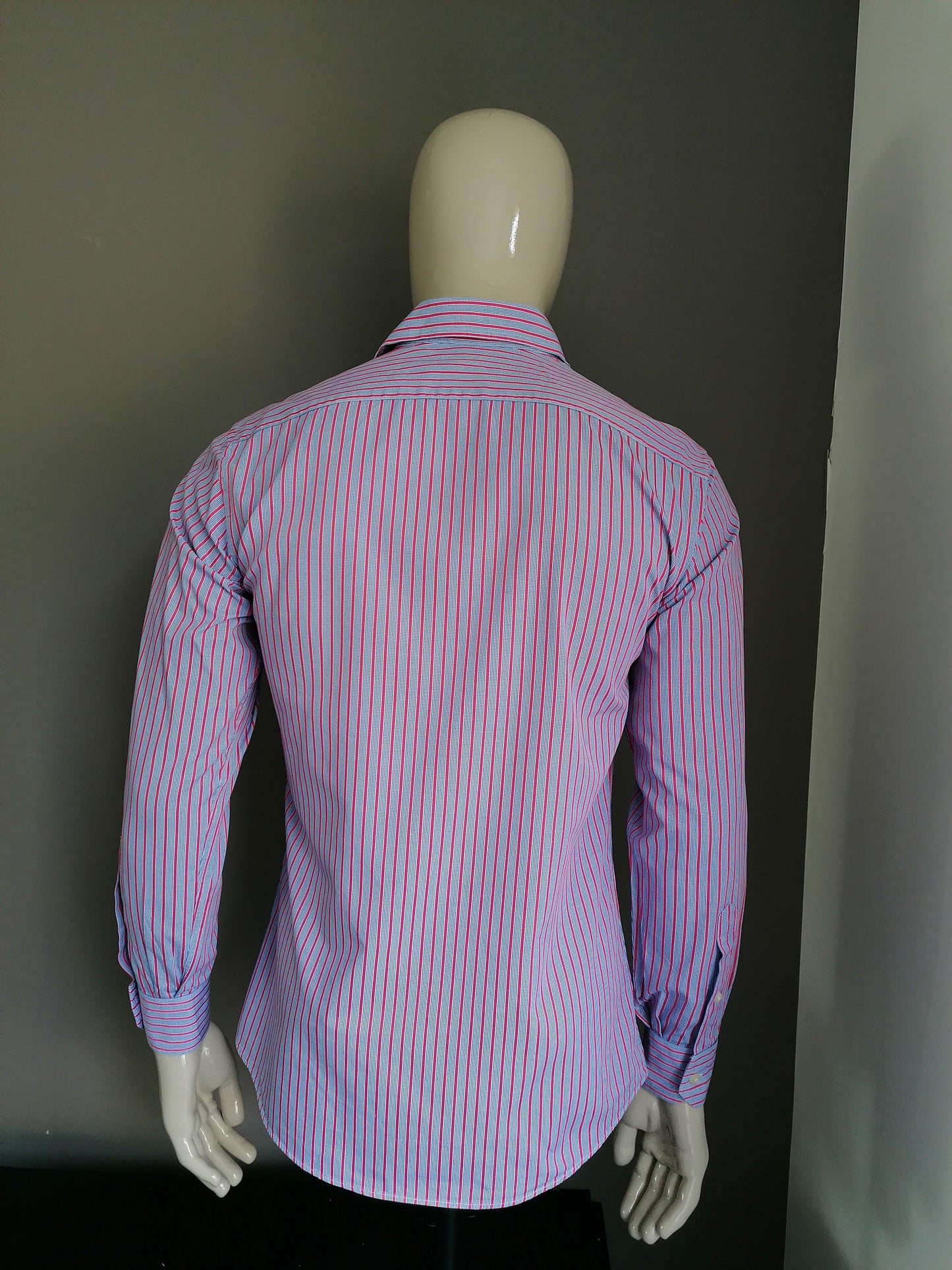 Camicissima overhemd. Blauw Rood motief. Maat 39. Extra Slim Fit - EcoGents