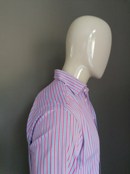 Camicissima overhemd. Blauw Rood motief. Maat 39. Extra Slim Fit - EcoGents