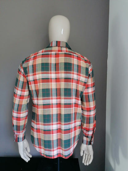 Vintage Auro 70's Shirt. Point Collar. Orange grün. Größe 41 / m / l. Baumwolle / Polyester