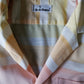 Camisa de manga corta vintage. Anaranjado amarillo rayado. Talla L.