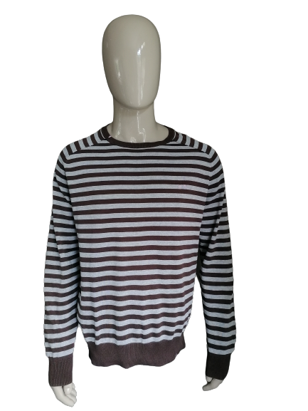 Sun68 sweater. Gray brown striped. Size XL