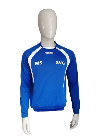 Hummel "SVG" sport trui. Blauw Wit gekleurd. Maat M.