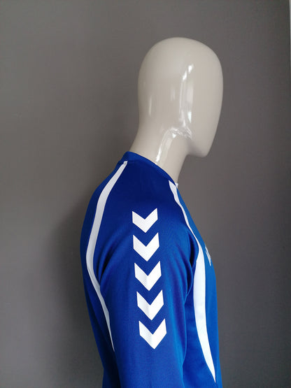 Hummel "SVG" sport trui. Blauw Wit gekleurd. Maat M.