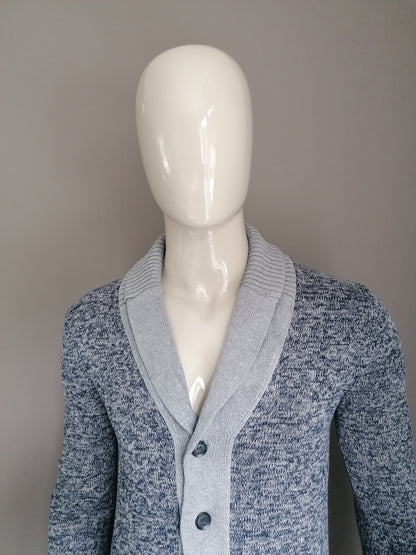 WE Fashion vest met knopen. Blauw Grijs gemêleerd. Maat M.