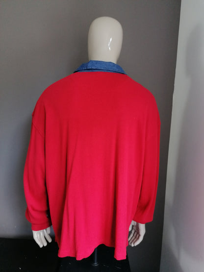 Jerxxs polo sweater with strings. Colored red. Size 6XL