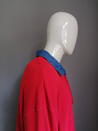 Jerxxs polo sweater with strings. Colored red. Size 6XL