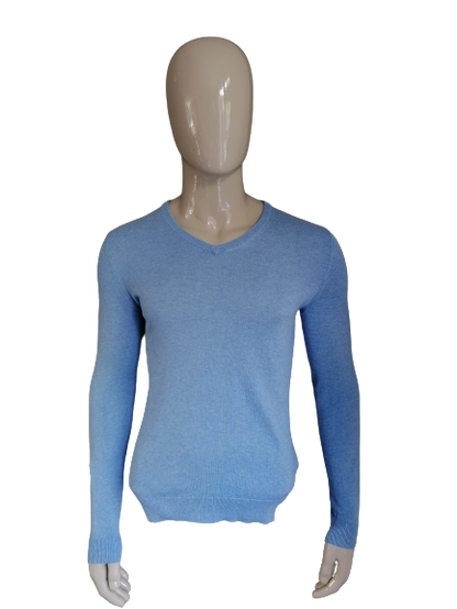 Esprit trui. V-hals. Blauw gekleurd. Maat S. Cotton Silk