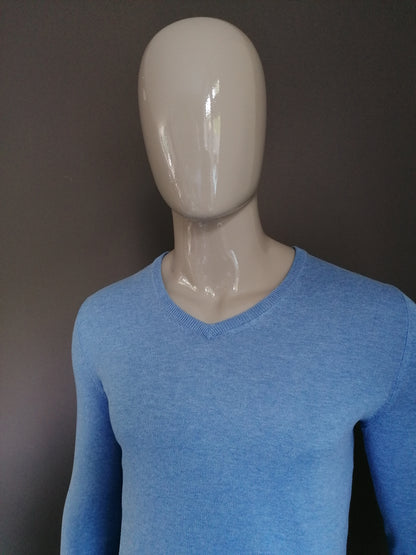 Esprit trui. V-hals. Blauw gekleurd. Maat S. Cotton Silk