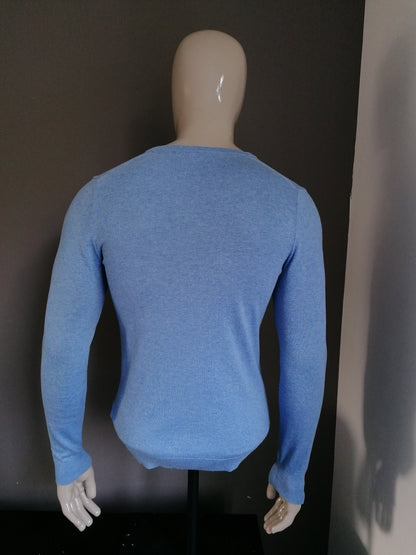 Esprit sweater. V-neck. Colored blue. Size S. Cotton Silk