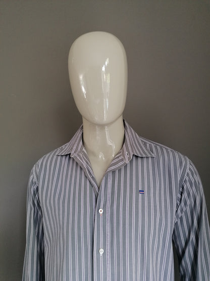 State of art shirt. Gray purple striped. Size L