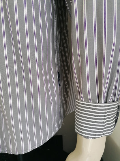 State of art shirt. Gray purple striped. Size L