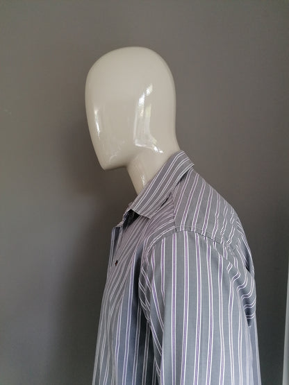 State of art shirt. Gray purple striped. Size L