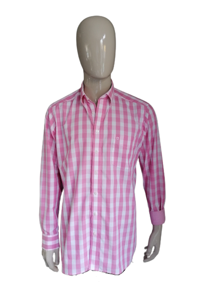 Olymp Louxor Shirt. Rose White Checkered. Taille 44 / XL. Ligne mince