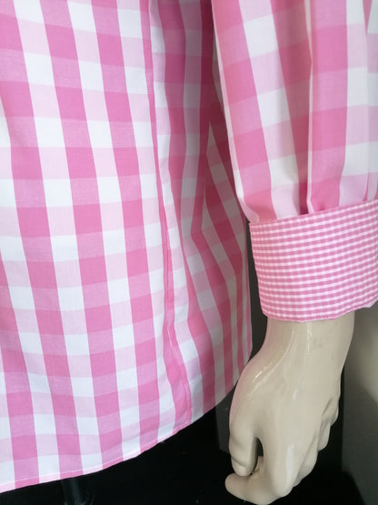 Olymp Louxor Shirt. Rose White Checkered. Taille 44 / XL. Ligne mince