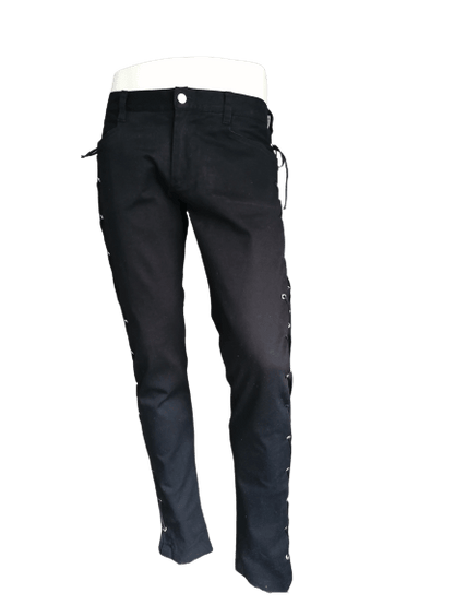 B keus: Black Pistol broek met vetersluiting zijkant. Zwart gekleurd. Maat W38 - L34 - EcoGents