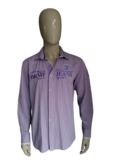 Chemise Doramafi. Paire de damier blanc avec des applications. Taille xl.