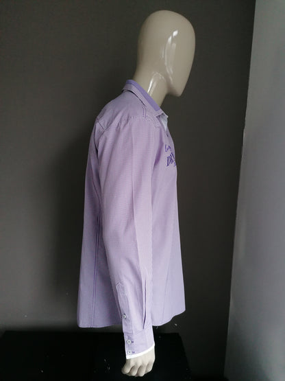 Chemise Doramafi. Paire de damier blanc avec des applications. Taille xl.