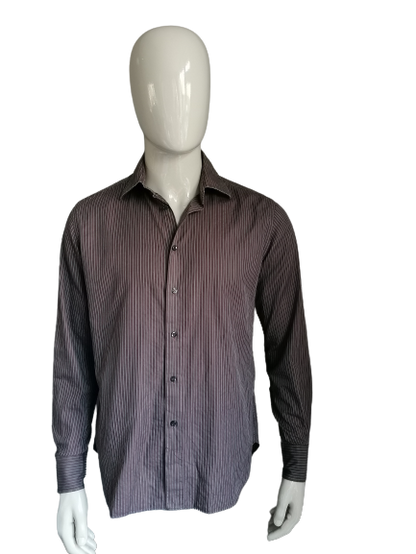 Zara man shirt. Brown gray striped. Size 42 / L