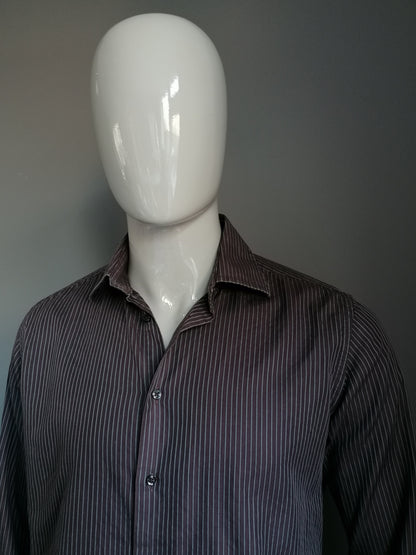 Zara man shirt. Brown gray striped. Size 42 / L