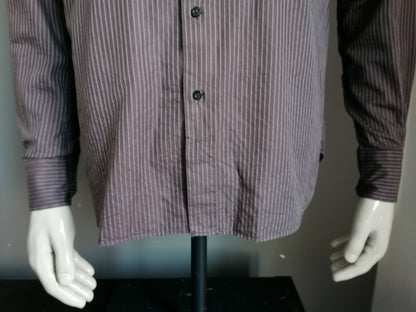 Zara man shirt. Brown gray striped. Size 42 / L