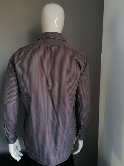 Zara man shirt. Brown gray striped. Size 42 / L