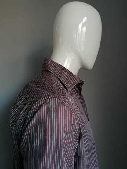 Zara man shirt. Brown gray striped. Size 42 / L