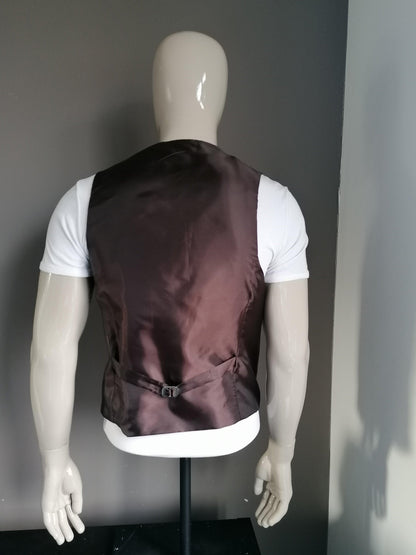 Apart Gilet. Bruin glanzend motief. Maat 48 / S - EcoGents