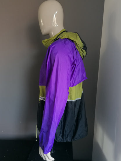 Maglione di sport retrò vintage / jack del vento. Viola verde nero. Taglia XXL / 2XL