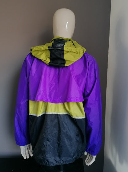 Maglione di sport retrò vintage / jack del vento. Viola verde nero. Taglia XXL / 2XL