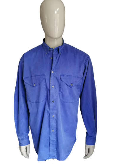 Jacques Britt New Line overhemd. Blauw gekleurd. Maat oversized 41 / M >> XL.