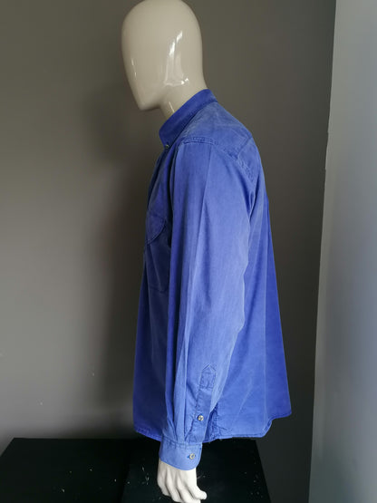 Jacques Britt New Line overhemd. Blauw gekleurd. Maat oversized 41 / M >> XL.