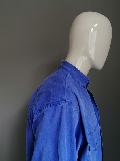 Jacques Britt New Line overhemd. Blauw gekleurd. Maat oversized 41 / M >> XL.