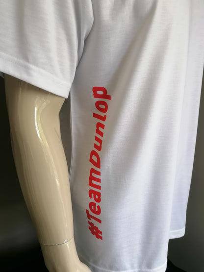 Camicia Dunlop. Team Dunlop Tennis. Bianco con stampa. Taglia L.