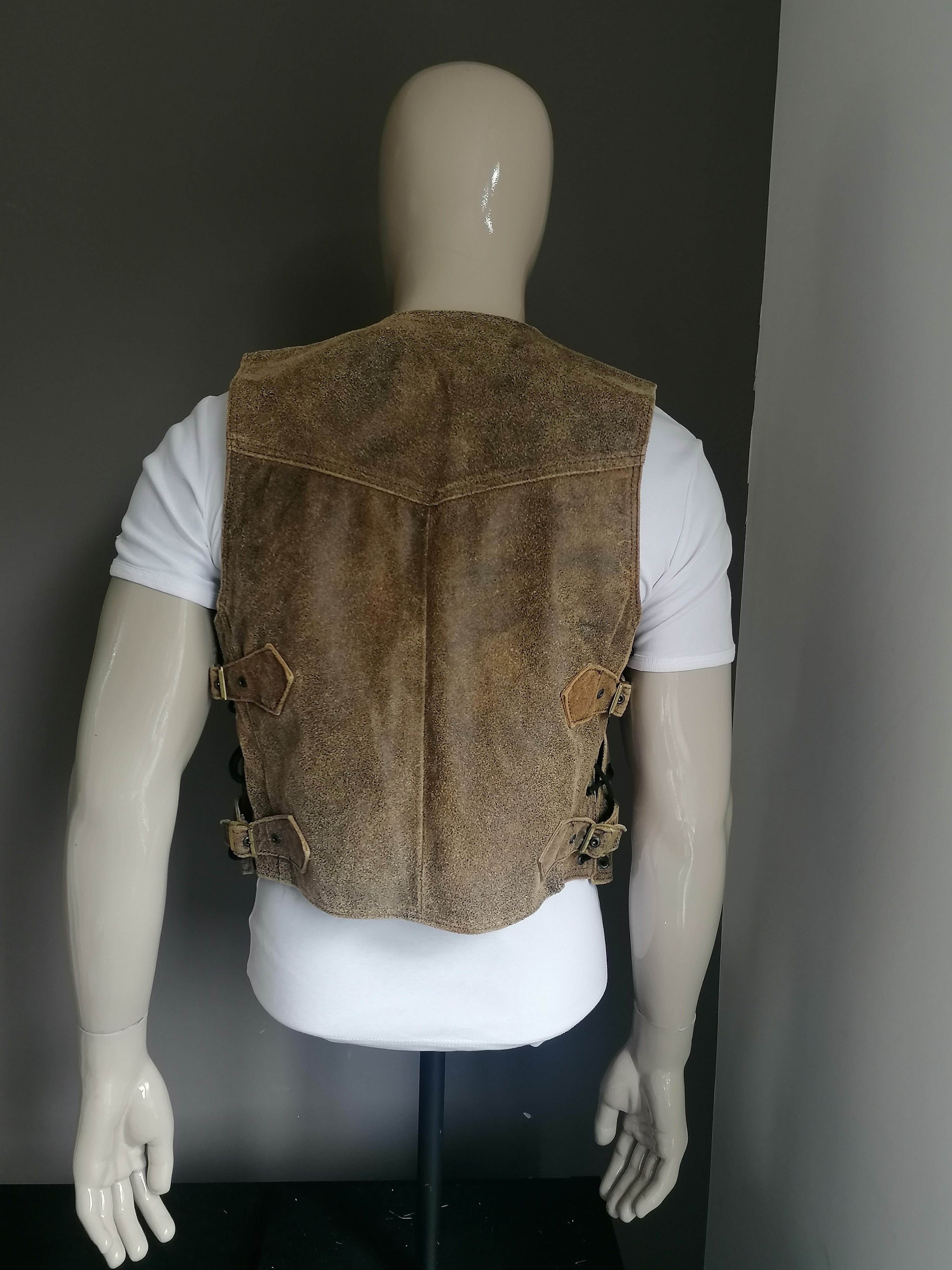 Leather 2024 biker waistcoat