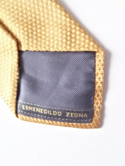 Ermenegildo Zegna silk tie. Yellow black motif.