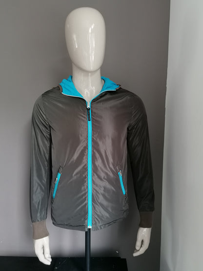 Brian Dales doppelseitige / reversbare Sommerjacke mit Kapuze. Braun oder blau. Größe 50 / M.