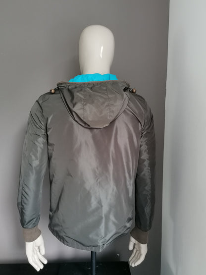 Brian Dales doppelseitige / reversbare Sommerjacke mit Kapuze. Braun oder blau. Größe 50 / M.