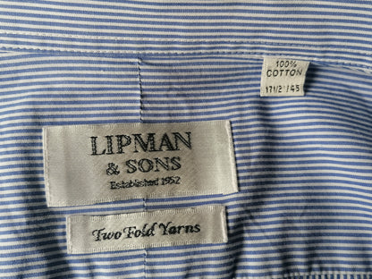 Chemise Lipman & Sons. Bleu blanc rayé. Taille 45 / xxl / 2xl. Type de nœuds de manchette