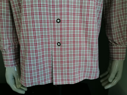 Camicia vintage Landhaus. Beige Red controllato. Taglia XL.