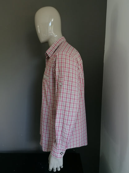 Camicia vintage Landhaus. Beige Red controllato. Taglia XL.