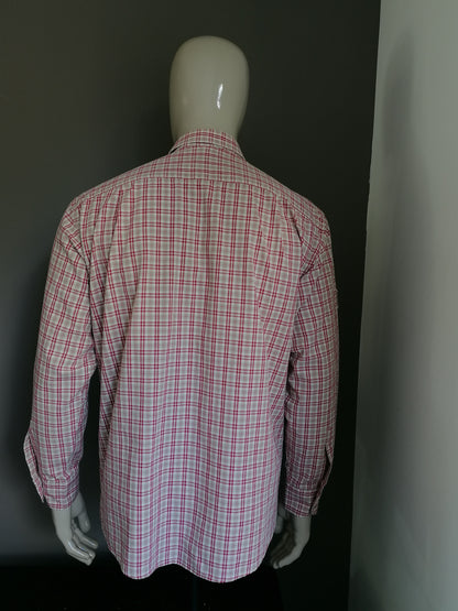 Camicia vintage Landhaus. Beige Red controllato. Taglia XL.