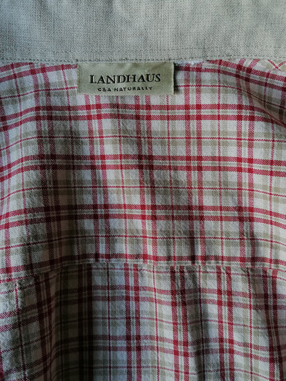 Camicia vintage Landhaus. Beige Red controllato. Taglia XL.