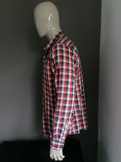 Chemise Wrangler. Blanc rouge bleu bloqué. Taille x l / xxl - 2xl.