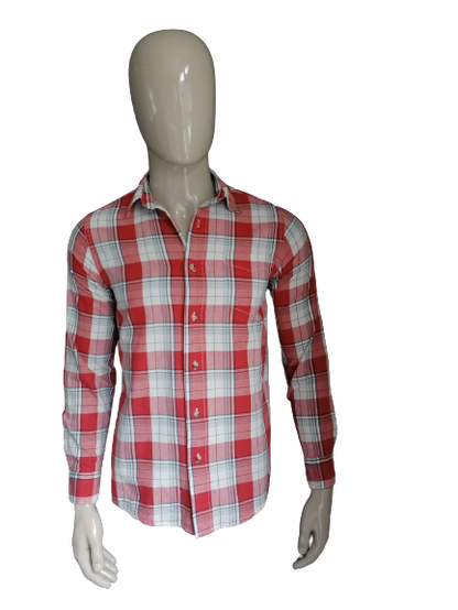 Chemise Wrangler. Brun bleu rouge vérifié. Taille S.