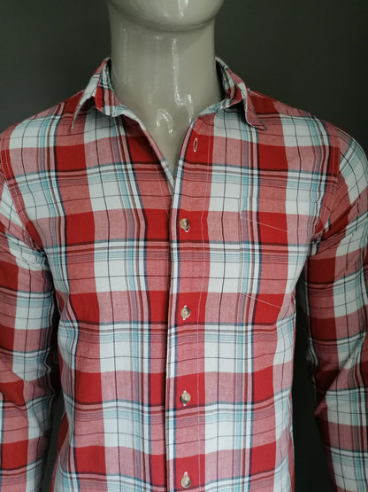 Chemise Wrangler. Brun bleu rouge vérifié. Taille S.