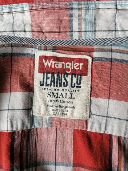 Chemise Wrangler. Brun bleu rouge vérifié. Taille S.