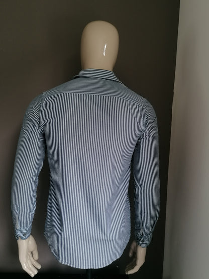 Chemise Wrangler. Bleu blanc rayé. Taille S.