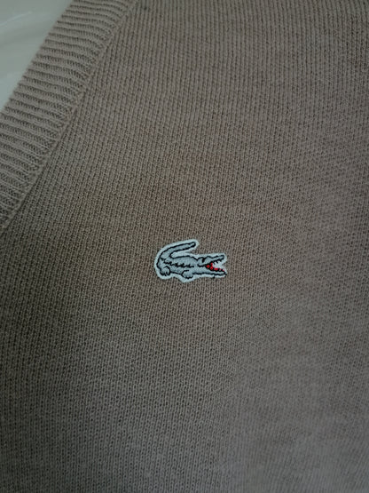 Vintage Woll Lacoste-Pullover mit V-Ausschnitt. Sonderausgabe mit Silver Crocodile. Größe xxxl.