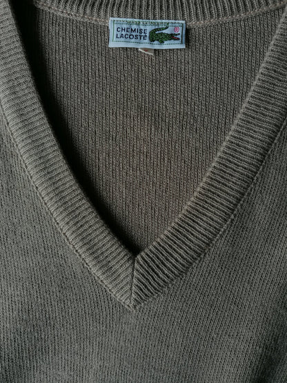 Vintage Woll Lacoste-Pullover mit V-Ausschnitt. Sonderausgabe mit Silver Crocodile. Größe xxxl.