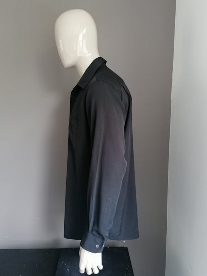 Vintage CANDA overhemd. Zwart gekleurd. Maat XL / XXL. 65% Viscose & 35% Polyester.